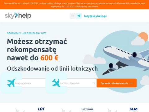 Skyhelp.pl opóżniony lot odszkodowanie