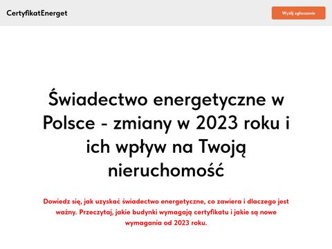 Certyfikatenerget.pl - informacje o świadectwach