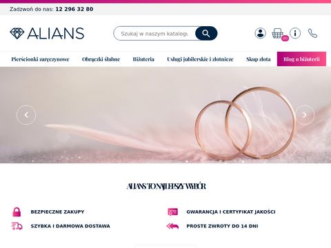 Obraczki.net.pl ślubne sklep jubilerski Alians