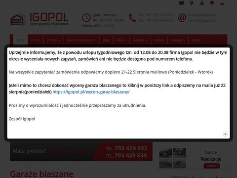 Igopol.pl garaż blaszany
